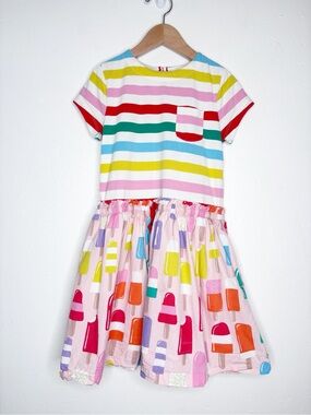 Mini Boden Rainbow Stripe Popsicle Dress Size 7-8yrs